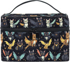 MNSRUU Makeup Bags, Gothic Skull Cat Bat Makeup Organizer Bags Toiletry Bag Box Travel Cosmetic Bag Make Up Train Case for Women Teen Girl Ladies