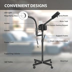 Professional Facial Steamer 2 in1 Steamer for Face 5X LED Magnifying Lamp Hot Ozone Facial Steamer for Esthetician Beauty Face Equipment Use at Home or Salon（Black）