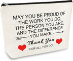 Thank You Gifts for Women Appreciation Gift Makeup Bag Thank You Gift for Employee Volunteer Nurse Teacher Coworker Friend Inspirational Encouragement Gifts Thanksgiving Cosmetic Bag Toiletry Pouch