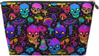 Mushrooms Skulls Small Makeup Bag for Women - Leather Travel Cosmetic Bag Make Up Pouch Mini Travel Zipper Pouch - Makeup Organizer Bag