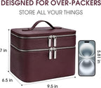 Makeup Case, Large Capacity Waterproof Double Layer Cosmetic Bag with Removable Divider, Double Compartment Brush Organizer, Multi-functional Travel Organizer