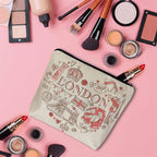 Women Makeup Organizer Bag London, Heart Shape I Love London Quote Flax Cosmetic Bag Makeup Bags Toiletry Bag Accessories Organizer Travel Bags For Home Bathroom Office Hotel Gym