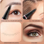 Eyebrow Pencil,2-in-1 Waterproof Eyebrow Pen with 4 Tip Brow Pen and Ultra-Precise Brow Pencil,with Dual-ended Eyebrow Brush,Eyebrow Makeup for Natural Looking Eyebrows-Black