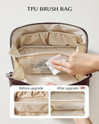 EACHY Makeup Bag,Large Capacity Travel Makeup Bag,Waterproof Portable Open Flat Toiletry Bag Cosmetic Bag with Divider and Handle