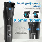 Beard Trimmer for Men, 20 Length Adjustable, Cordless Waterproof Clippers, Stainless Steel T-Blade for Precision Facial Hair Trimming with 2 Guide Combs, Travel Lock, LED Display