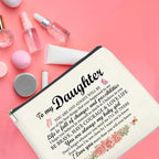 Daughter Gifts Makeup Bag, Gifts for Daughter Floral Cosmetic Bag Zipper Makeup Pouch Gift for Christmas Birthday Graduation