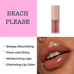 Sophia + Mabelle Hydrating Lip Oil – Beach Please (Medium Red) – Tinted Lip Gloss Oil with High Shine – Lightweight, Non-Sticky, Moisturizing & Nourishing Lip Treatment – 3.7g