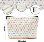 Vintage Daisy Flowers Makeup Bag Floral Cosmetic Bag Friend Friendship Gifts for Women Girls Sister Coworker Mama Botanical Travel Organizer Zipper Pouch Christmas Thanksgiving Birthday Gifts