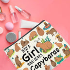 Capybara Lover Gifts Makeup Bag, Just a Girl Who Loves Capybaras Cosmetic Zipper Pouch