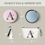 SEAMOON Women Birthday Unique Maid of Honor Friendship Gifts for Women Sister Bridesmaid Bride Personalized Travel Makeup Cosmetic Bag with Mirror Valentines Mothers Day Christmas Graduation A