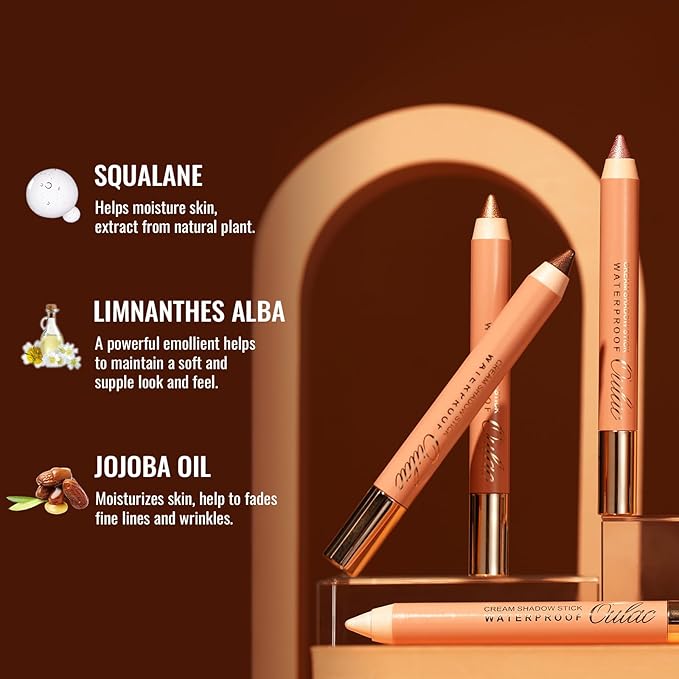 Oulac Sparkly Green Eyeshadow Pencil - Waterproof Eye Shadow Stick Smooth and Long Lasting, Shimmering Glitter Finish, Blendable Eyes Makeup, Vegan Beauty 3.8g, (16) So Jade