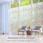 Volcanics Window Privacy Film with Installation Tools, Static Clings Vinyl 3D Decals, Stickers Rainbow Film for Glass Door Heat Control Anti UV 29.5 x 78.7 Inches