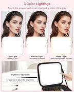 Relavel Initial Makeup Bag with LED Mirror for Women Girls, Personalized Travel Cosmetic Organizer Train Case, Birthday Gifts for Grandkids Bridesmaid Graduation Teacher Friends, Trendy Stuff, Pink N