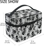 Makeup Bags, Gothic Skulls Black Grey Paisley Makeup Organizer Bags Toiletry Bag Box Travel Cosmetic Bag Make Up Train Case for Women Teen Girl Ladies