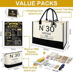 30th Birthday Gifts for Women Canvas Tote Bag Travel Gear, Unique 30 Years Old Gifts for Wife Sister Mom Aunt Friends Her, Vintage N°30 Handbag & Cosmetic Bag & Back in 1995 Poster