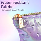 Hiroyuki 3pcs Iridescent Quilted Makeup Bag (ILOVEU, purple)