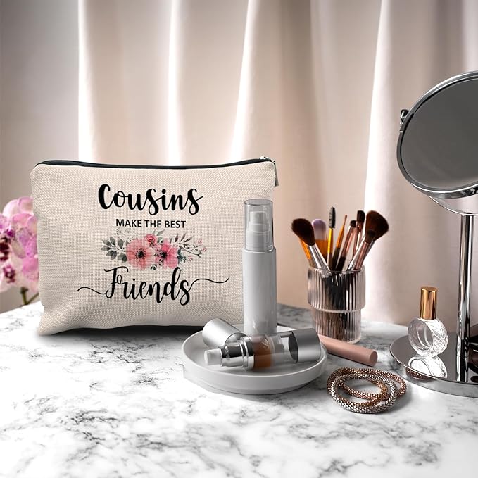 Nogrit Cousin Gifts Makeup Bag - Best Cousin Gifts for Women, Small Cosmetic Makeup Bag for Purse