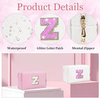 Glitter Initial Letter Makeup Bag, Small Personalized Sequins Letters PU Leather Cosmetic Bag Portable Waterproof Makeup Zipper Pouch, Shine Handbag Organizer Travel Bag Gifts for Women&Girls(White-Z)