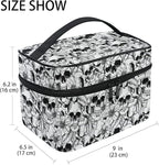 Goth Skull Makeup Bag, Gothic Skull Flowers Makeup Organizer Bags Toiletry Bag Box Travel Cosmetic Bag Make Up Train Case for Women Teen Girl Ladies