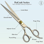 ANDUSTRIAL - Professional Hair Cutting And Thinning Pet Grooming Scissors/Shears For Cats, Dogs - Premium High Carbon Steel Quality - Smooth And Sharp - 8.5 Inch, Silver