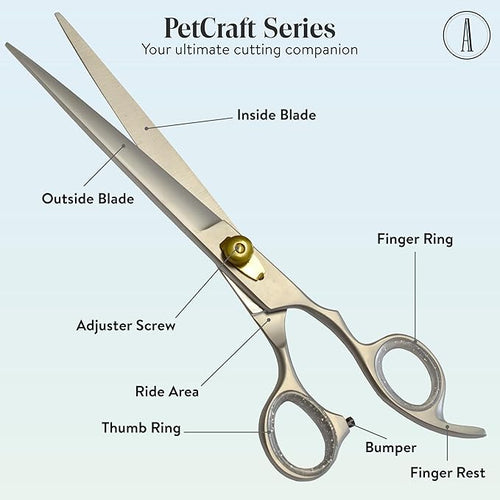 ANDUSTRIAL - Professional Hair Cutting And Thinning Pet Grooming Scissors/Shears For Cats, Dogs - Premium High Carbon Steel Quality - Smooth And Sharp - 8.5 Inch, Silver