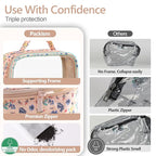 PACKISM Clear Makeup Bag - 2 Pack TSA Approved Toiletry Bag with Handle and 180° Large Opening, Clear Toiletry Bag Fit Carry-on Travel Essential, Travel Bags for Toiletries, Nude Pink Ditsy Floral