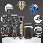HIENA PRO Professional Hair Clippers for Men, Cordless Hair Clipper for Hair Cutting Kit 3-in-1 LED Haircut Set with Foil Shaver, USB-C Rechargeable Barber Clippers for Men