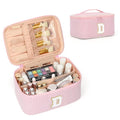 OCHEAL Makeup Bag for Women, Monogram Cosmetic Bag with Brush Holder, Pink Travel Makeup Case Beauty Toiletry Bag Organizer Personalized Gifts for Girls Bridesmaid, Sister, Wife, Friends Initial D