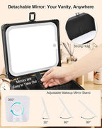 Makeup Case with Lighted Mirror, Travel Makeup Box with LED Mirror Makeup Organizer Bag Portable Cosmetic Train Case Makeup Artist Storage Bags with Adjustable Dividers Gifts for Women and Girls