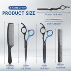 JASON Hair Cutting Scissors Kit - Professional 10 PCS Haircut Scissors Set with 6.7" Thinning/Texturizing Scissors, Straight Shears for Men Women Home Salon Barber (30 Teeth, Black & Blue) Christmas