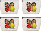4Pcs Softball Gifts Leopard Makeup Bag Softball Party Favors Inspirational Gifts for Women Softball Sport Team Lovers Coach Mom Fans Cosmetic Bag Zipper Pouch Game Day Christmas Birthday Gift Ideas
