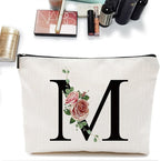 Initial A-Z Personalized Letter Makeup Bag, Monogrammed Bridesmaid Gifts/Presents Cosmetic Bag, Portable Stationery Storage Organizer Pouch, Friendship Love Travel Makeup Bags