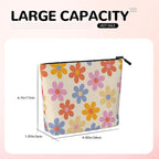 MOLAIGIN Vintage Flower Colorful Daisy Cosmetic Bag For Women, Travel Makeup Bag, Toiletry Zipper Bag, Large Capacity Aesthetic Cases