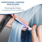 Hair Cutting Scissors Kit 11PCS, Professional Haircut Scissors with Japanese Stainless Steel Shears, Thinning Shears, Haircut Accessories in Leather Case for Salon/Home (Rainbow)