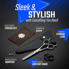 Fagaci 6" Hair Thinning Scissors with 440C Steel, Extreme Sharpness & Precise Cuts, Texturizing Shears, Professional Barber Scissors Set, Slim Blades
