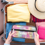 Personalized Makeup Bag with Name, Best Friends Teen Women Mom Birthday Gift Toiletry Travel Bag for Toiletries, Colorful Rainbow Glitter