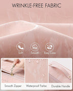 Vlando Makeup Bag,Large Capacity Toiletry Bag for Women Waterproof Portable Make up Pouch PU Leather Open Flat Cosmetic Bag(Sand Pink)