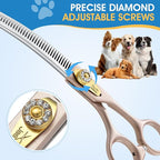 JASON Updated Curved Thinning Shears - 7” Professional Dog Grooming Scissors, 440C Stainless Steel, Adjustable Screws, 20%-25% Thinning Rate Christmas Gift