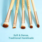 Jessup Eye Makeup Brushes Set, Premium Synthetic Eyeshadow Blending Concealer Eyebrow Eyeliner Brush, 15pcs Labeled Bamboo Make Up Brushes T137