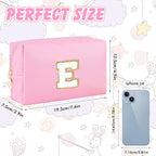 Initial Makeup Bag for Women Travel Small Cosmetic Bag Cute Pink Personalized Preppy Makeup Pouch for Purse Zippered Toiletry Organizer PU Leather Makeup Bag Makeup Case for Christmas（E）