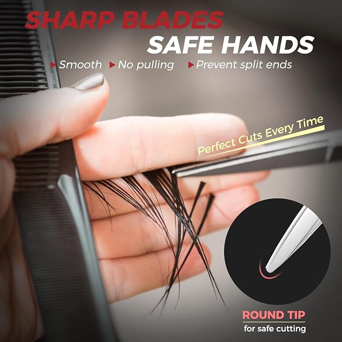 SWAP Professional Hair Cutting Scissors - 5.5'' Japanese SUS 440C Steel Barber Scissors, 60-62HRC Sharp Edge Blade with Adjustable Tension Screw for Salon & Home Use（5.5'' Hair Shears）