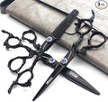 6+7 inch hair stylist barber scissors black plate dragon 440C hairdressing cutting scissors+thinning scissors (3PC)