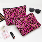 Small Makeup Bag for Purse Cute Canvas Waterproof Cosmetic Bags for Women Zipper Travel Toiletry Pouch-Leopard Makeup Bags