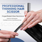 JASON Hair Cutting Scissors Set - Professional 10 PCS Haircut Scissors kit, Thinning Blender Scissors, Straight Shears with 30 Teeth for Men Women Home Salon Barber (6.5", Black) Christmas Gift