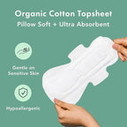 Rael Pads for Women, Organic Cotton Cover - Period Pads with Wings, Feminine Care, Sanitary Napkins, Heavy Absorbency, Unscented (Large, 48 Count)