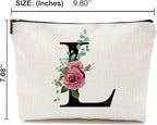 Initial A-Z Personalized Letter Makeup Bag, Monogrammed Bridesmaid Gifts/Presents Cosmetic Bag, Portable Stationery Storage Organizer Pouch, Friendship Love Travel Makeup Bags