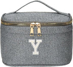 EURYNOME Makeup Bag with Custom Letter Y, Water-Resistant Travel Organizer Pouch, (8.3x5.1x5.1 Inch) Cosmetic Case for Women