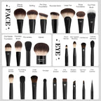 25 pcs Makeup Brush Set Holder Black Professional Kabuki Powder Concealers Eye shadows Blush Eyeliner Eyebrow Contour Eye blending Brushes (25pcs brush with box)