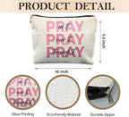 Pink Christian Makeup Bag, Pray On It Pray Over It Bible Verse Cosmetic Bags for Women, Trendy Girly Christian Makeup Pouch, Religious Gifts Zipper Pouch