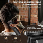 SUPRENT Professional Hair Clippers for Men - Cordless Barber Clippers & Zero-gapped Trimmer Set, Haircutting Kit with 10000 RPM Motor Speed, Blue Titanium-Coated Blades, Charging Stands (Gray)